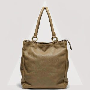 Camel-tan pebbled full-grain leather structured tote bag